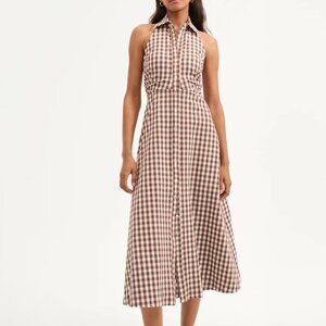 VERONICA BEARD Mackey Gingham Seersucker Halter Dress